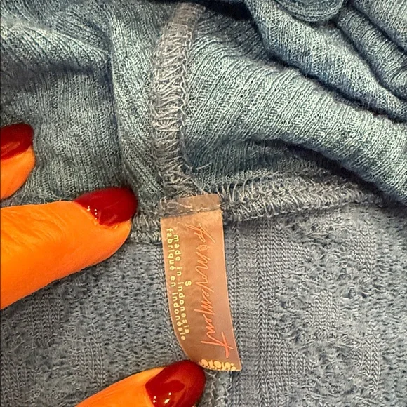 FP Movement by Free People Vibrant Blue long sleeve textured hooded shirt - Picture 2 of 2